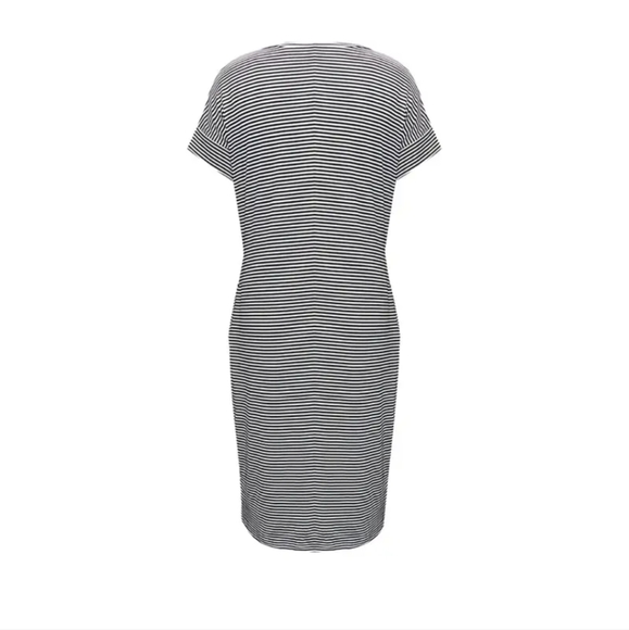 Women's Striped Tie Front Dress with pockets - Picture 3 of 4